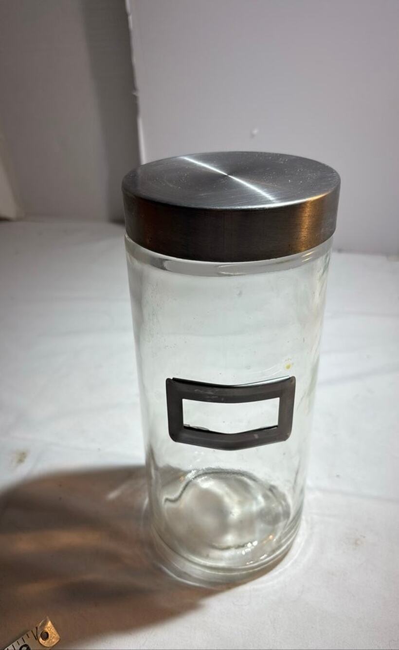Vintage Glass Storage Jar with Metal Lid